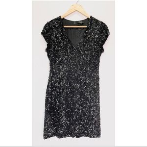Parker Black Serena Sequin Silk Dress Sz 4